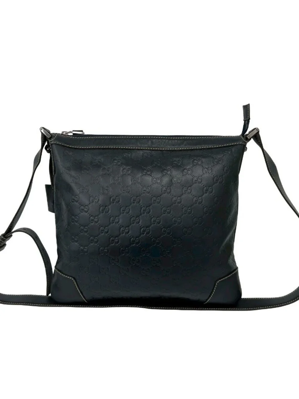 Gucci With Key Guccissima GG Patter Leather Shoulder Bag Cross Dark Navy - Picture 3 of 10